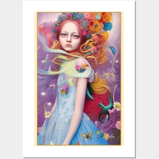 Stunning Alice in Wonderland painting of girl and flowers Posters and Art